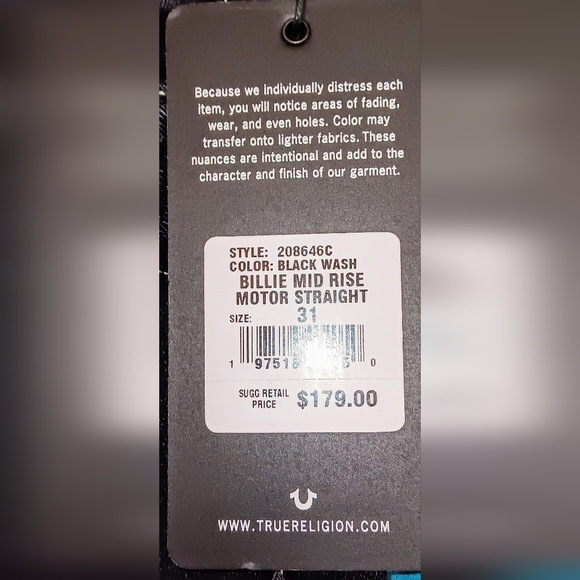 True Religion~Billie Mid Rise Moto Jeans~Women's Size 31 - Picture 4 of 7